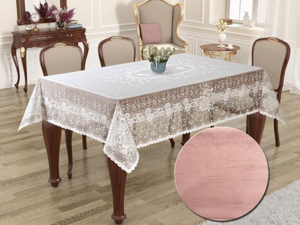 Knitted Panel Patterned Rectangular Tablecloth Sultan Powder