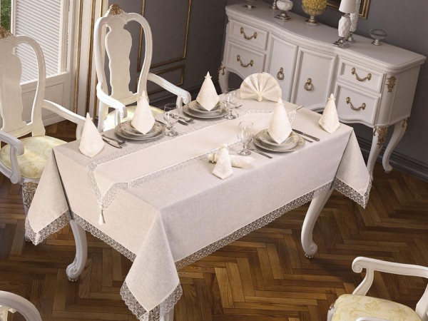 Easy Linen Tablecloth Set 26 Pieces Cream