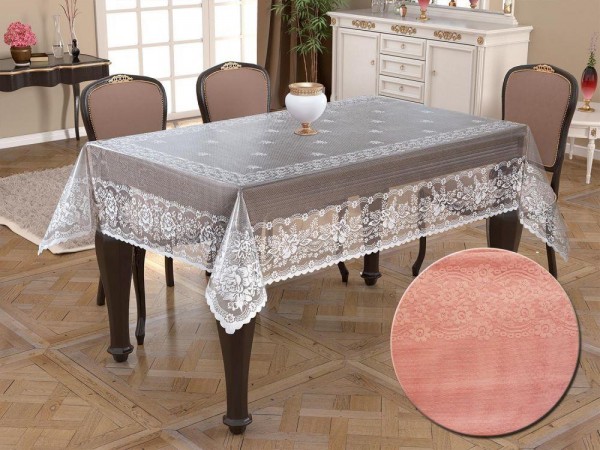 Knitted Board Patterned Rectangular Tablecloth Delicate Powder